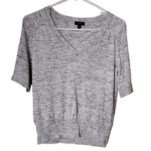 Talbots Petites Sweater Short Sleeve Tabbed Small Heathered Gray Lightweight